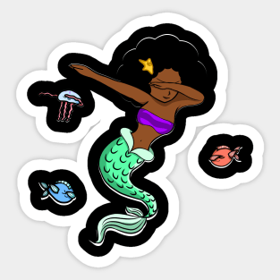 Afro Girl, Mermaid, Funny Dab Dance, Dancing Fishes Sticker